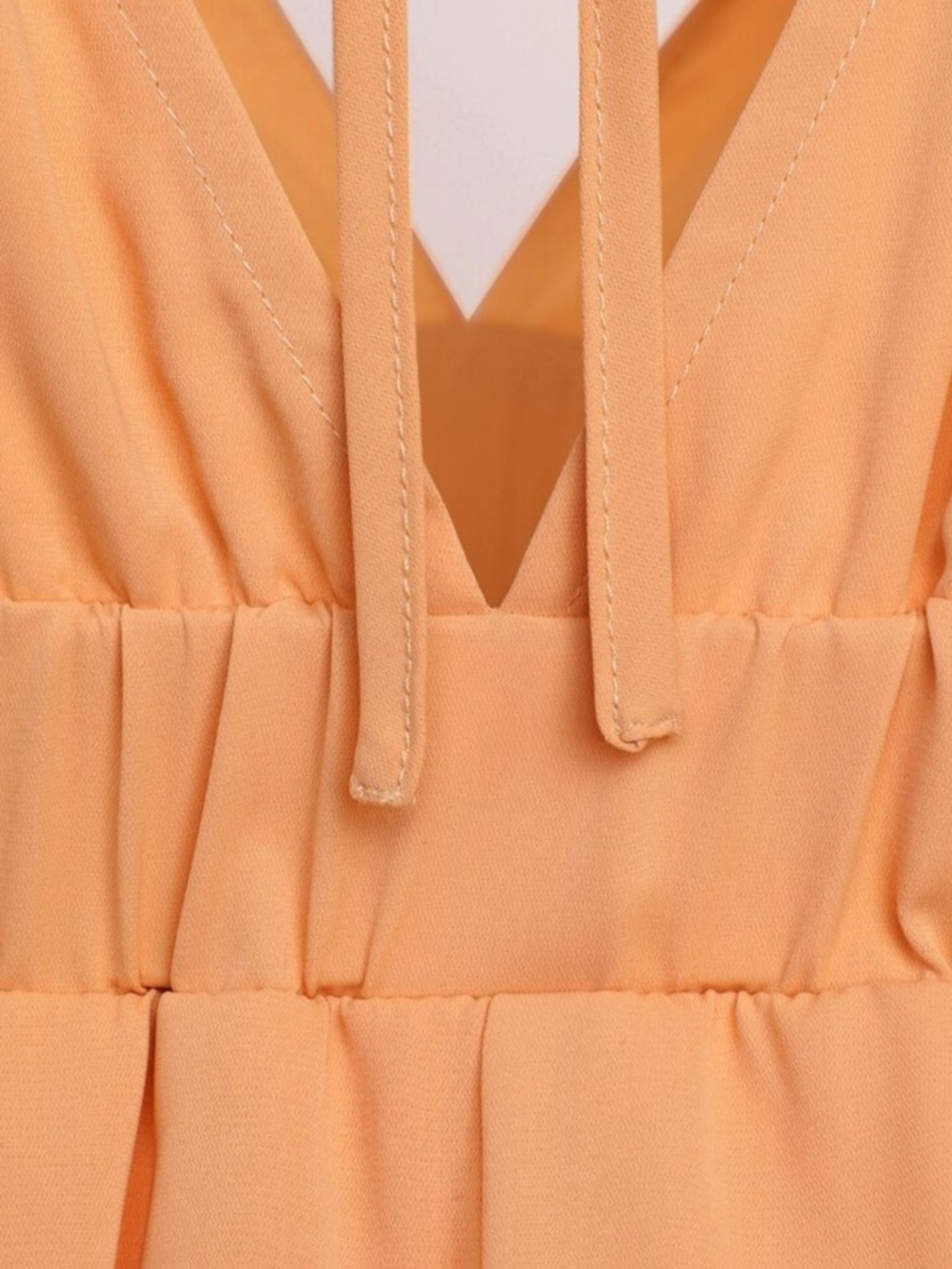 Sleeveless V-Neck Orange Bubble Hem Dress - Picture 6 of 6